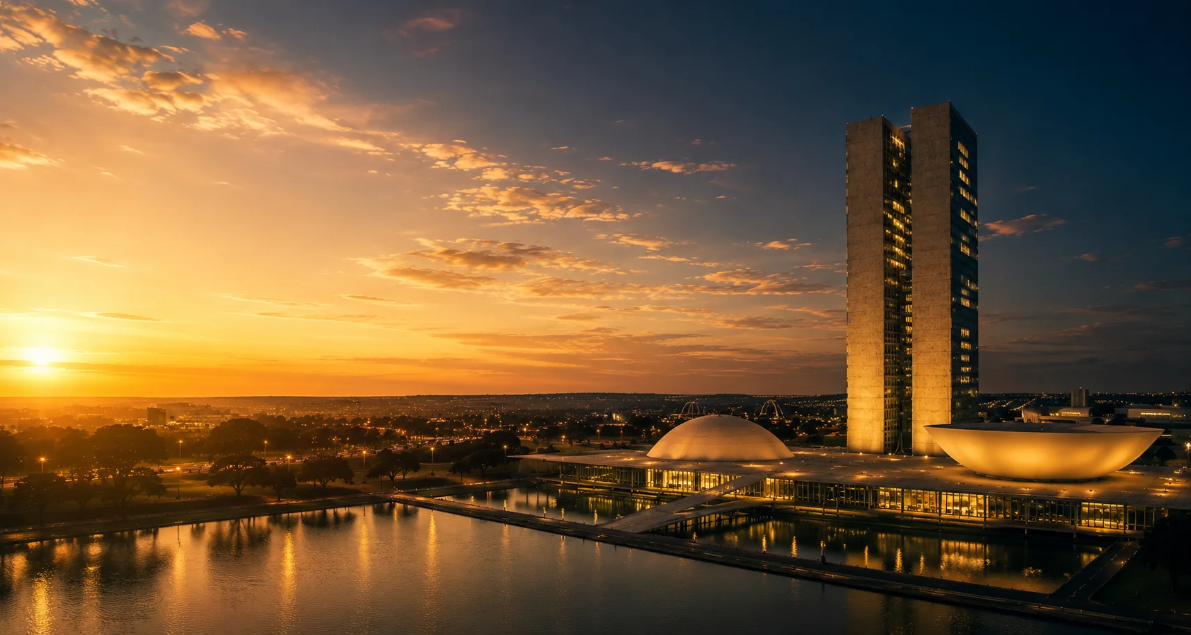 Vista aérea de Brasília representando a arquitetura e o mercado da capital federal