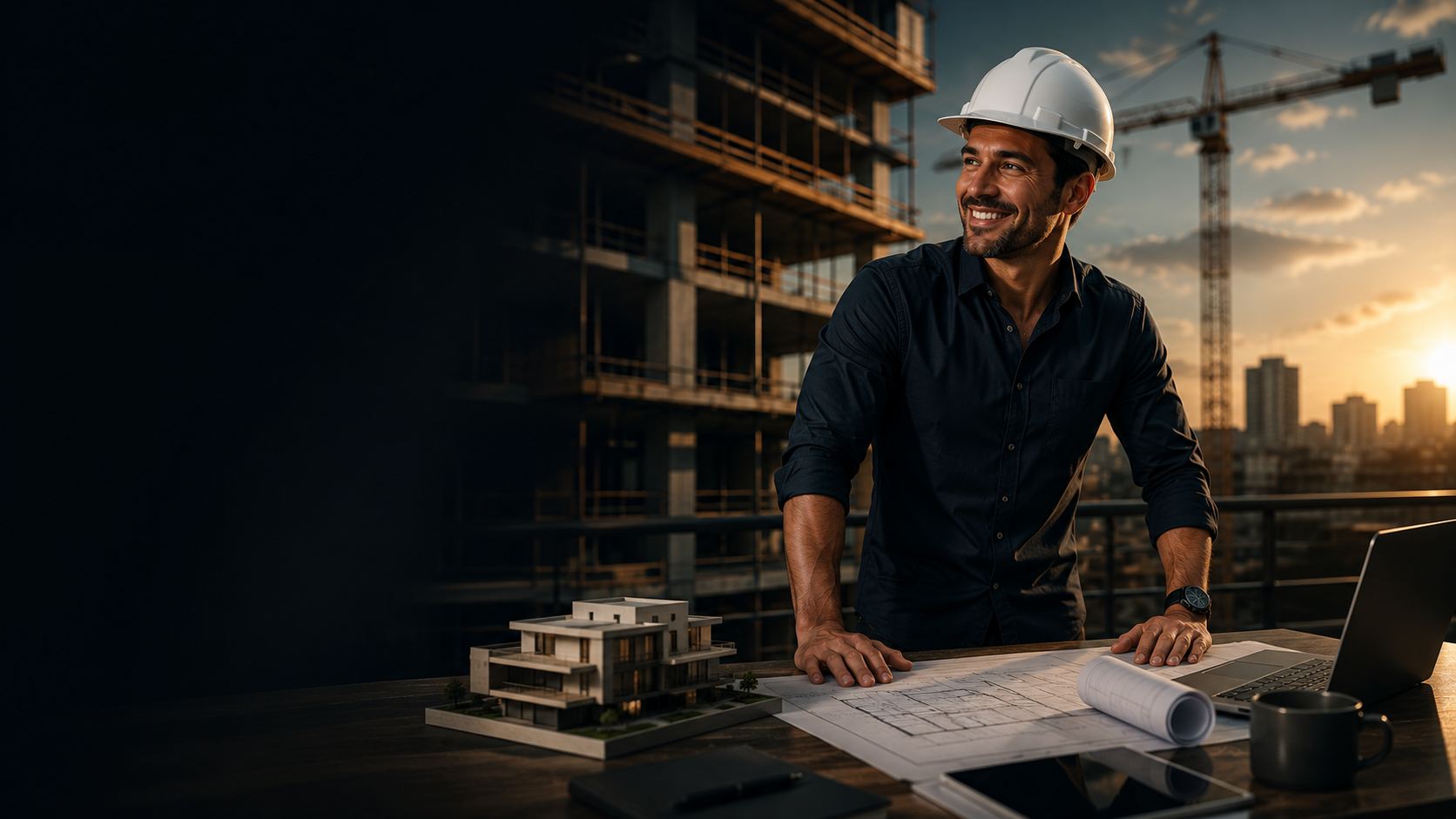 Engenheiro em canteiro de obras