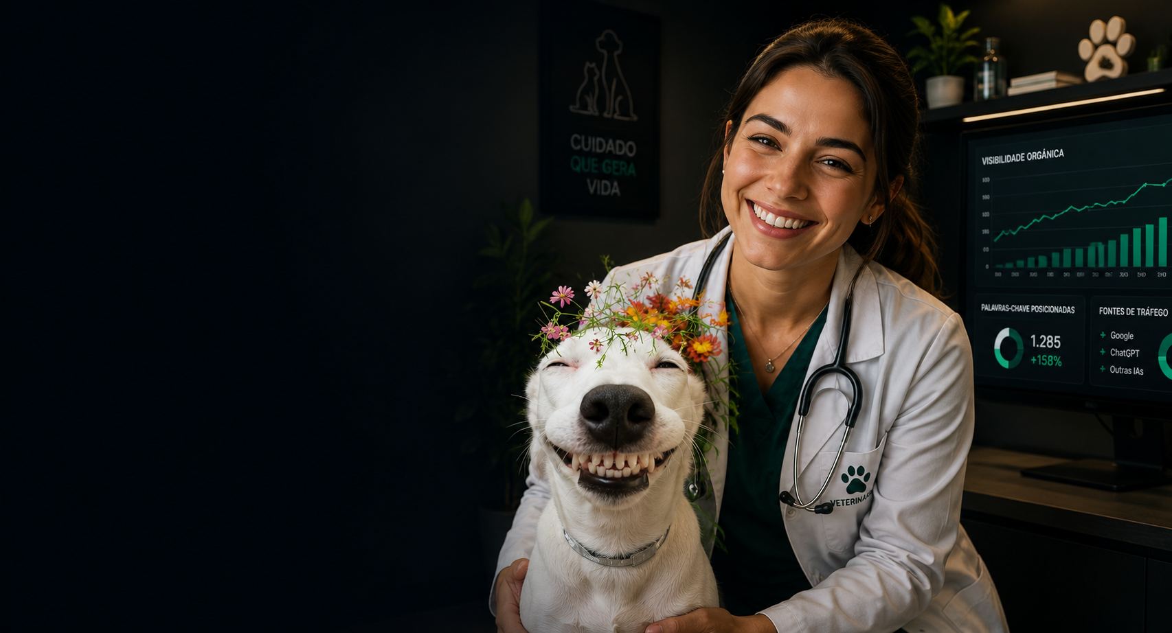 Veterinário atendendo em clínica moderna